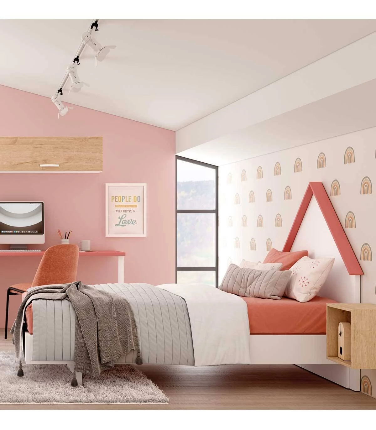 Cabecero infantil personalizable Evron Medidas cabeceros Para cama de 90 cm  Colores tapizados Nido 14 rosa
